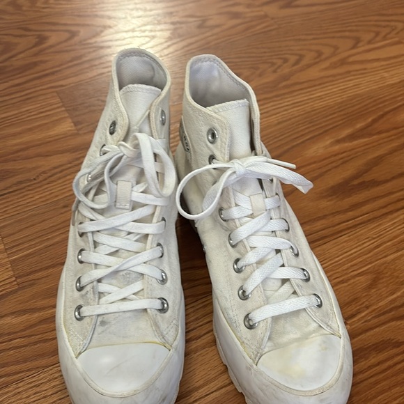 Converse White Lug Sole High Top Platform Sneakers Size 9 - Picture 7 of 10